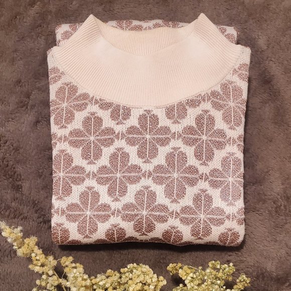 (New - Never Worn) Kate Spade NY Spade Flowers Mockneck Metallic Sweater